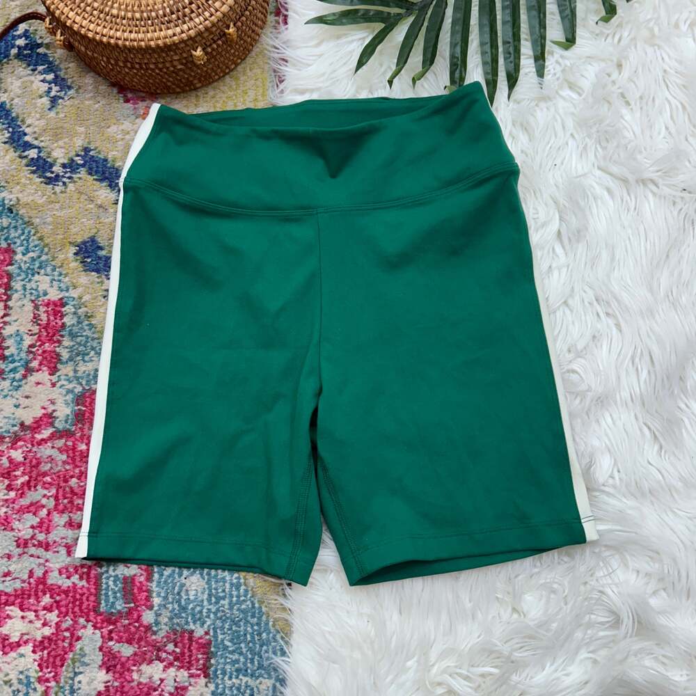 Victoria's Secret PINK Active Biker Bike Shorts Medium Green White Activewear
